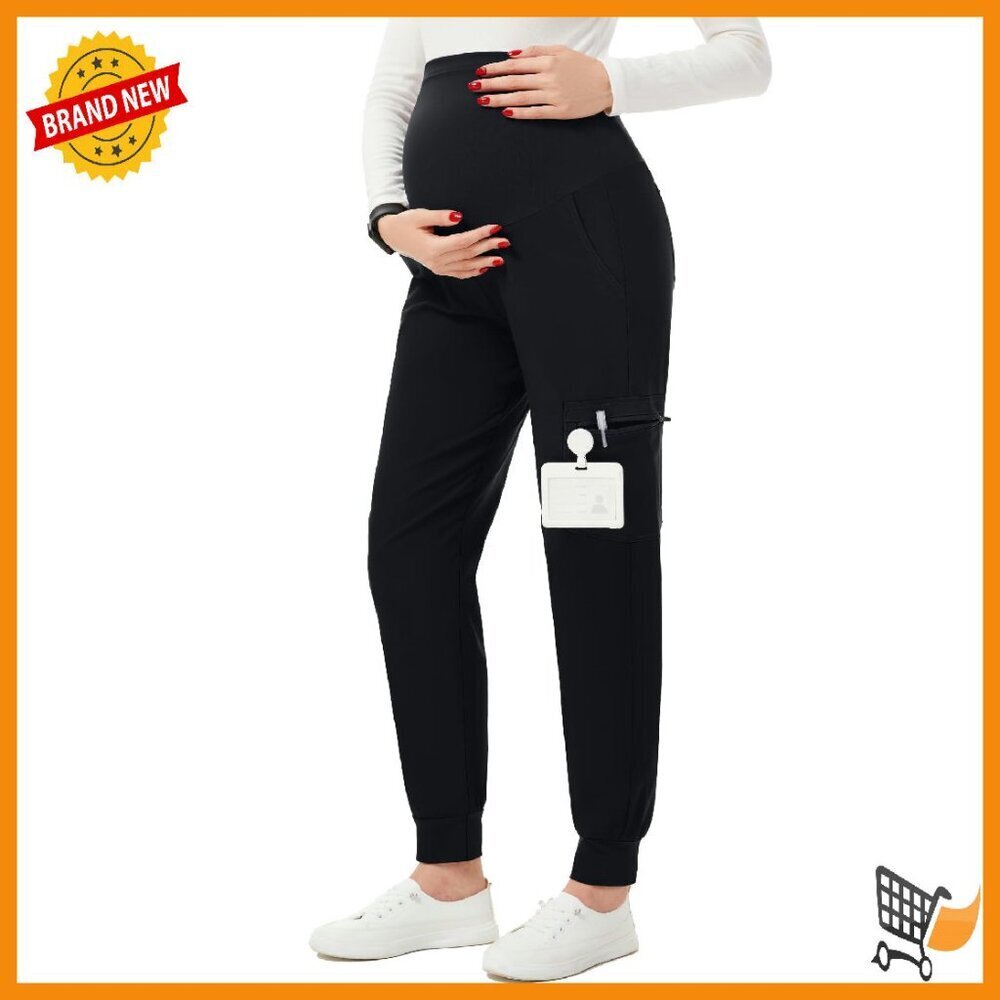 Maternity Jogger Scrubs with 6 Pockets, Workwear Pregnancy Pants S-XXL